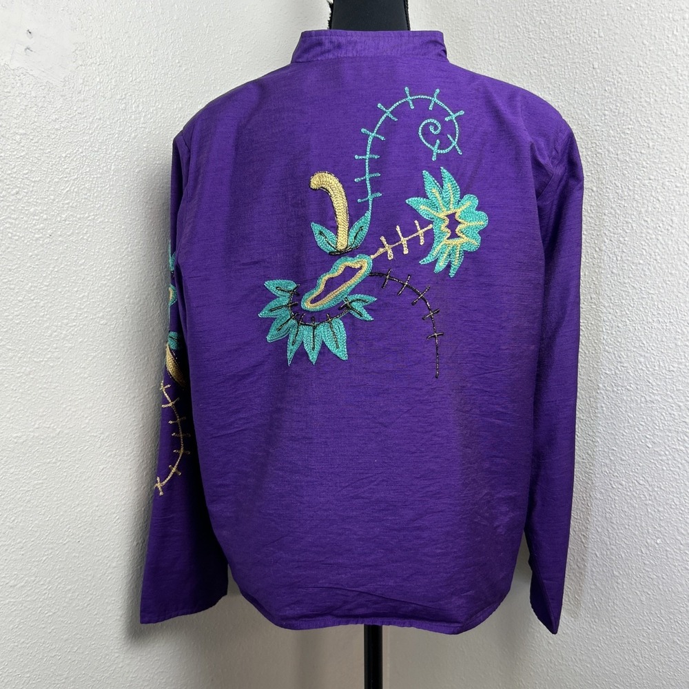 Alex Kim Wearable Art Jacket Women's Large Quilted Embroidered Crochet Sequin - Picture 2 of 8